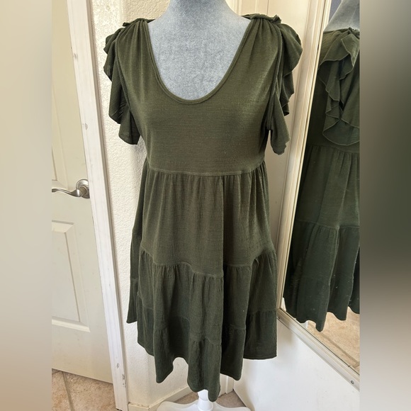 Max Studio Dresses & Skirts - Ruffle cap sleeve tiered jersey babydoll dress